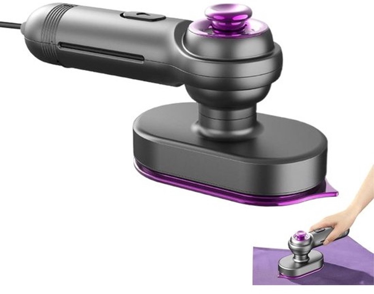 Reisstrijkijzer Kledingstomer - Compact Strijkapparaat - Kreukels Verwijderen - Dubbele Strijkstanden - 60 ml Tank - Grijs