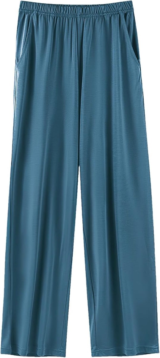 pyjamabroek voor dames, pyjamabroek met brede pijpen, zachte lichte slaapbroek, vrijetijdsbroek met zakken (S-5XL)