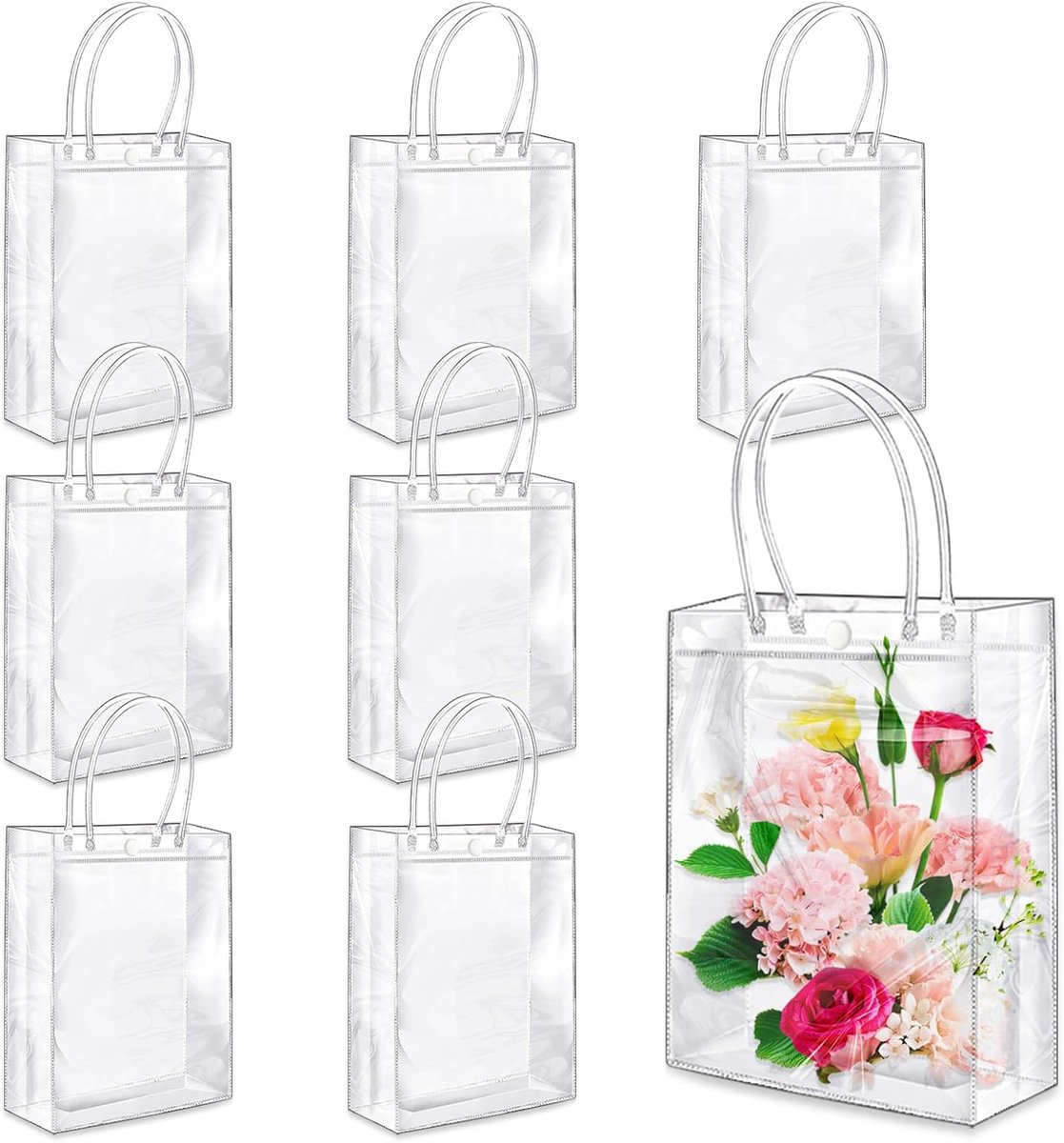 8 Stuks Transparante PVC Cadeautasjes 23x17x6cm met Handvat – Goodie Bags voor Feest, Verjaardag, Cadeaus en Geschenkverpakking