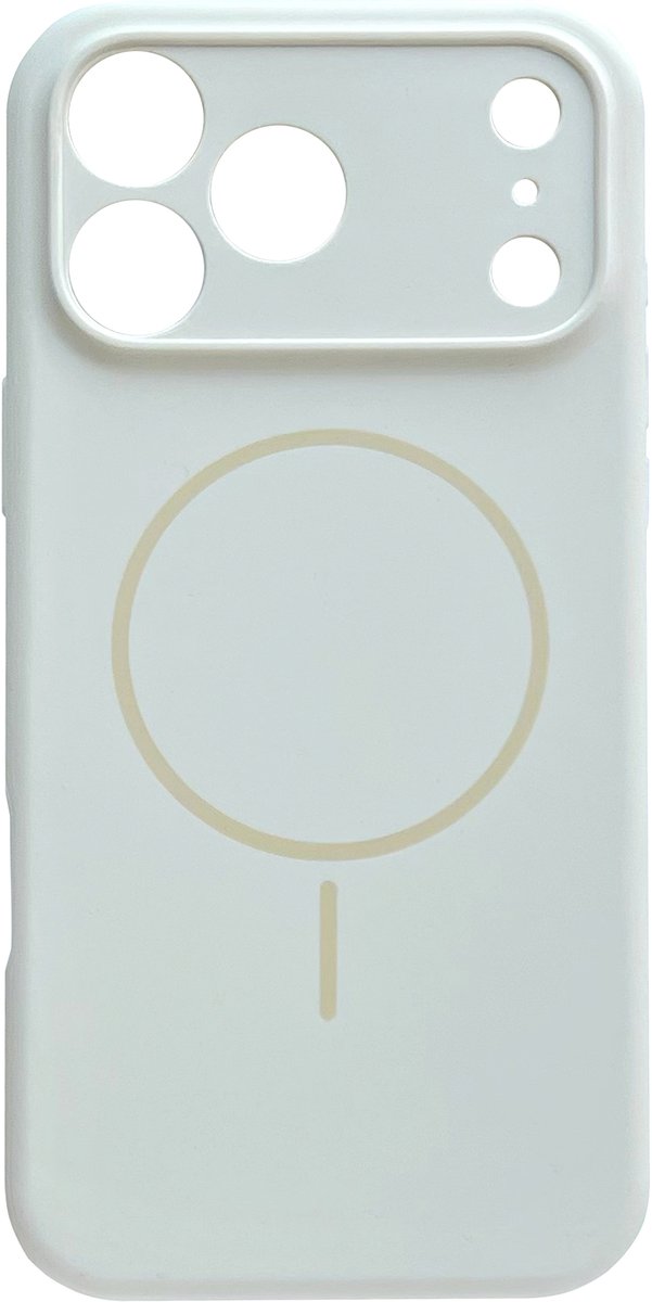 Casemania Hoesje Geschikt voor Apple iPhone 18 Pro Max - Ivory Wit - Zachte Liquid Siliconen Magnetisch Back Cover Case - Geschikt voor MagSafe - Telefoonhoesje met Camera Bescherming