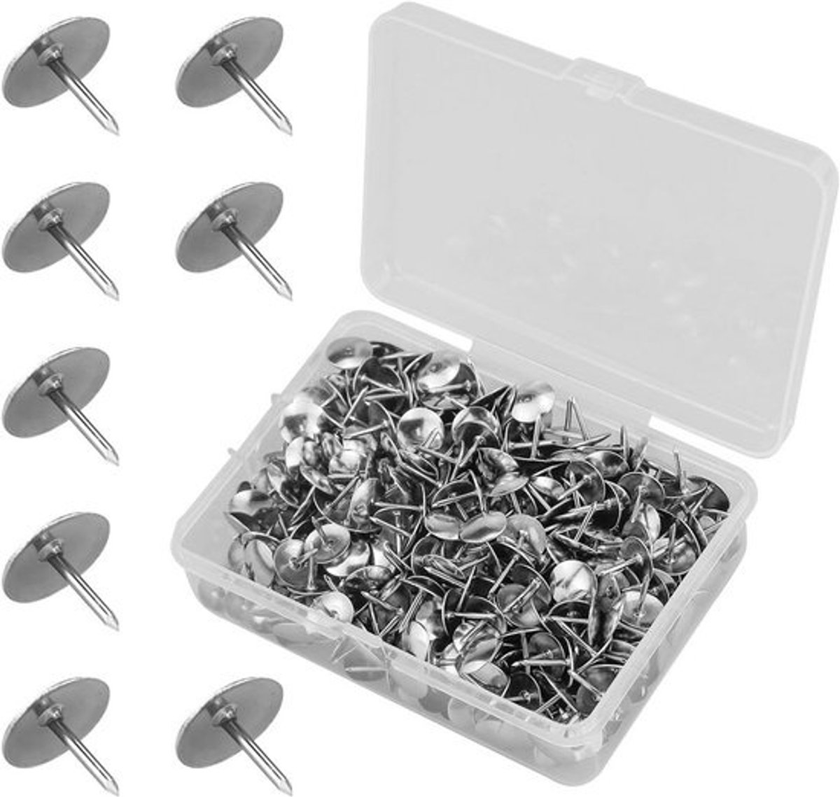 500x Stevige Duimspijkers - Metalen Punaise Set voor Kantoor, Muur & Kurkplaat