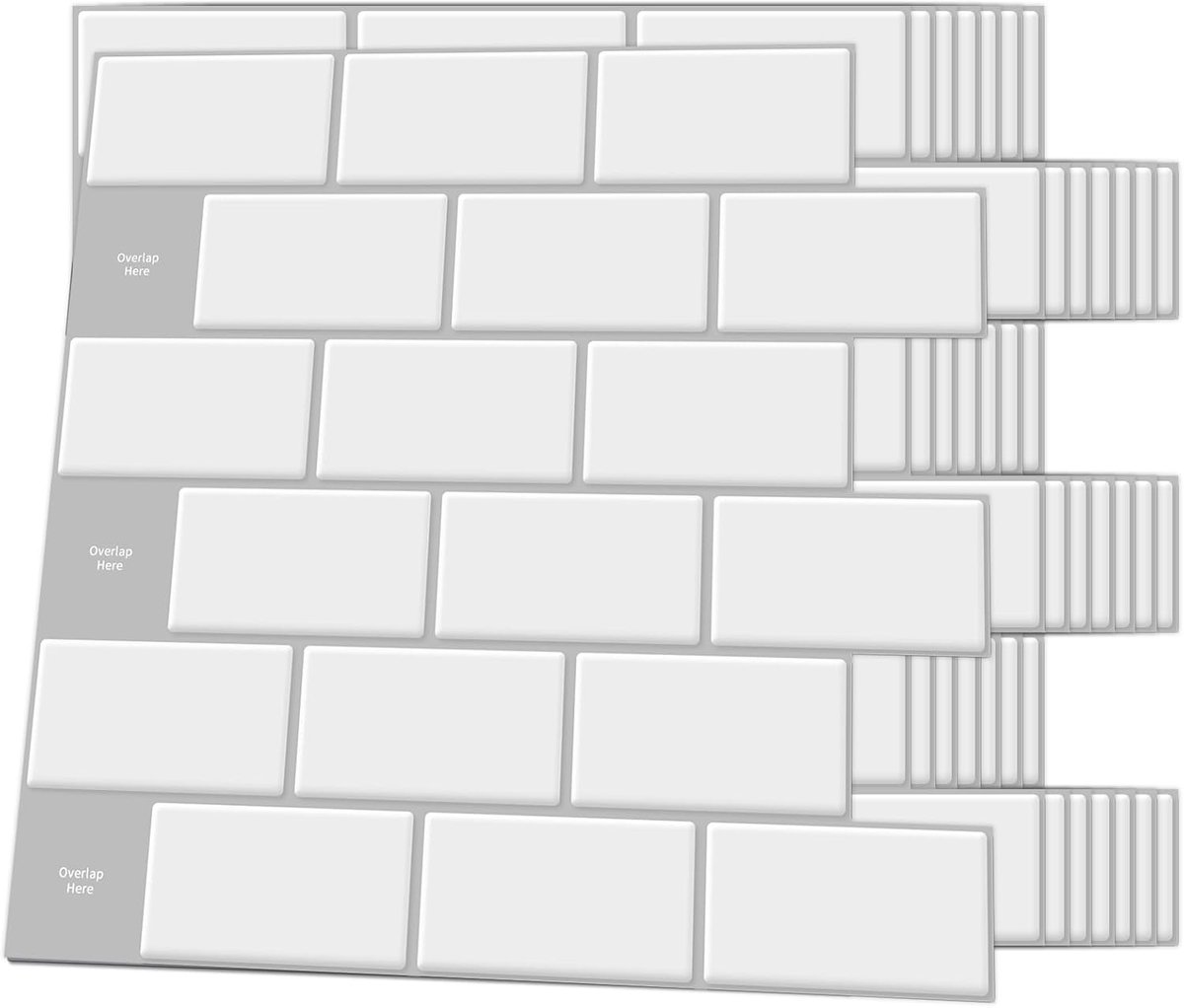 10 Stuks Peel and Stick Backsplash Zelfklevende Tegels Wit Met Grijze