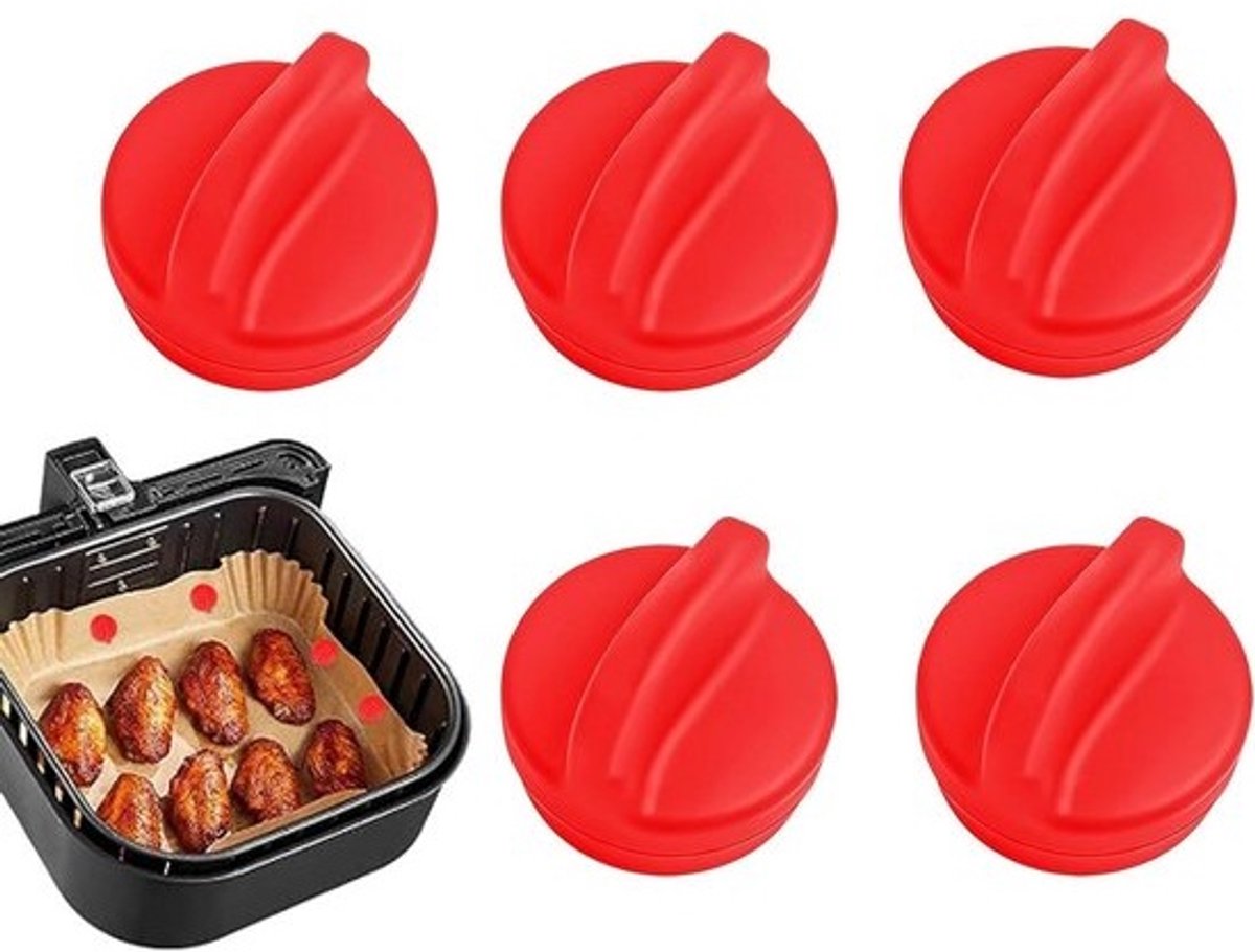 Airfryer Magneten - Liner Fixatie - Keuken Organisatie - Magnetische Stabiliteit - 5 Stuks - Rood