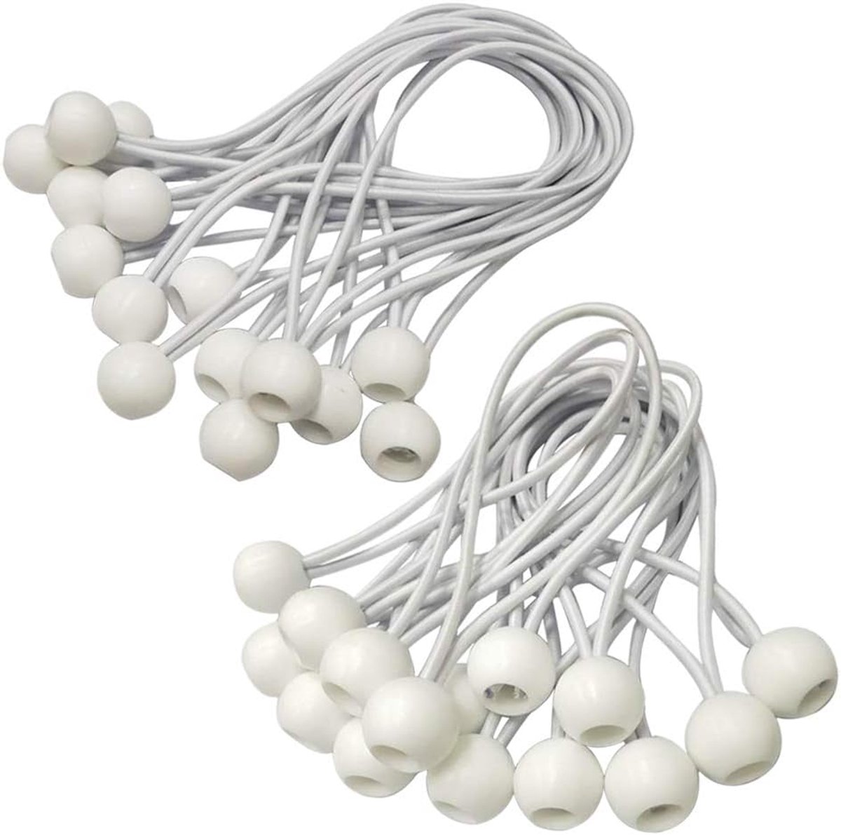 30 stuks spanrubbers, zeilspanners, tentspanners, rubberen spanners met bal, zeilen, affiches, reclamebanner, bouwhekzeil enz. (rubberen lussen wit 15 cm + 20 cm)