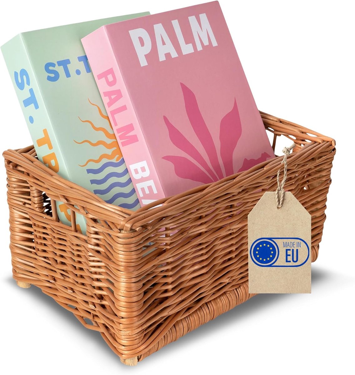 Home Rieten Mand Opbergdoos | Natuurlijk met Handvatten | 30 x 20 x 16 cm (+/- 2 cm) | Handgemaakt Duurzaam | Ideaal voor Documenten, Kostbaarheden, Speelgoed, Gereedschap | Voor Kinderen