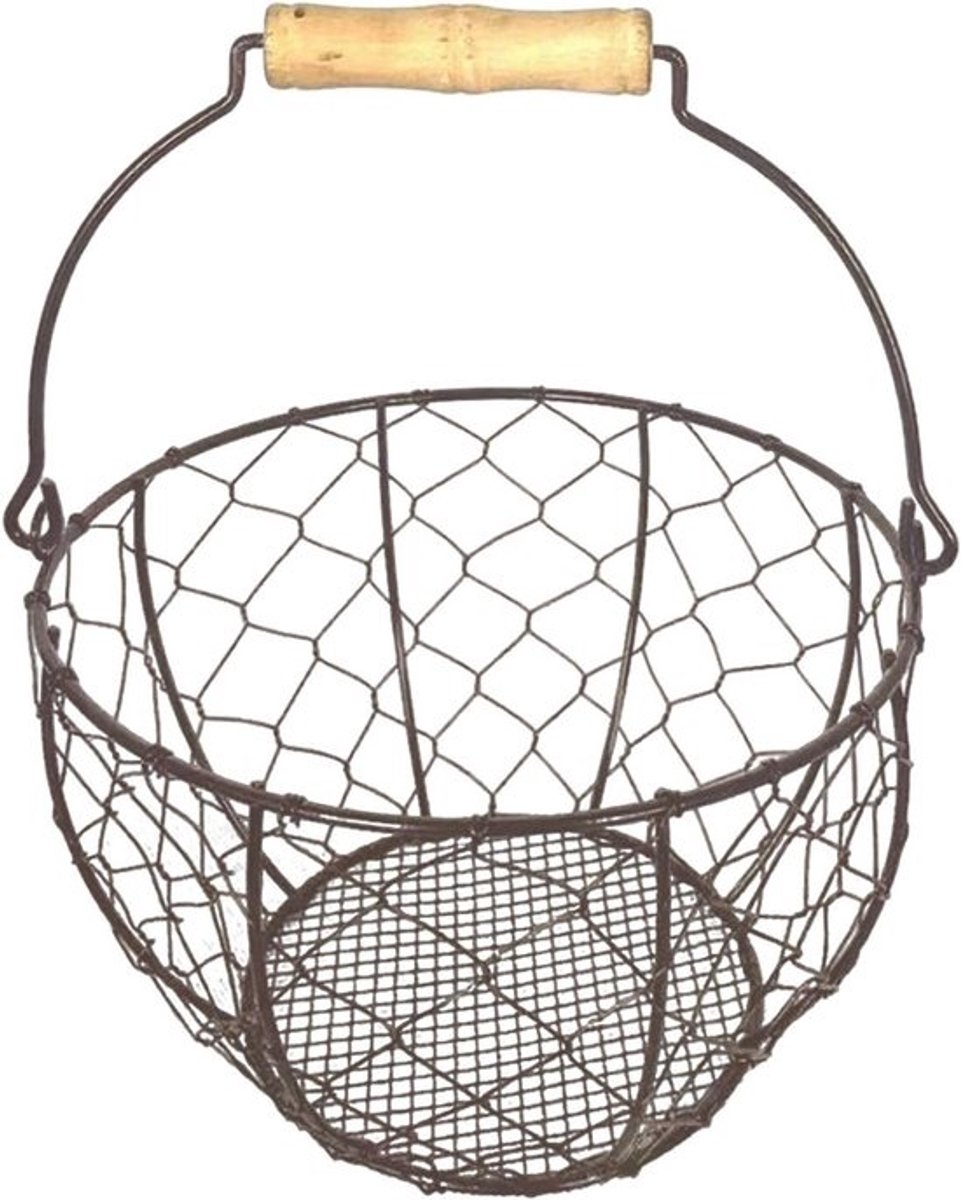 Eierverzamelmand - Opbergdoos Draad - Fruit en Eieren Bewaren - Rustiek Design - 21.3 x 17.6 cm - Lichtbruin