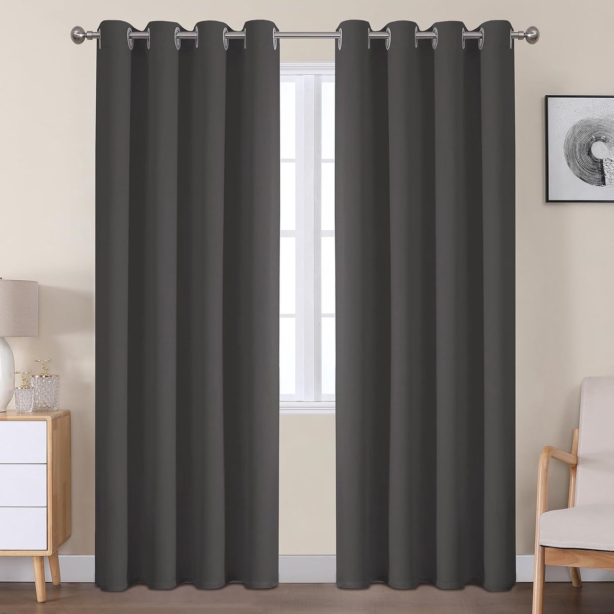 Verduisteringsgordijnen voor slaapkamer, 214 cm hoog, 2 panelen, thermische ringen, lang, ondoorzichtig gordijn, energiebesparend, privacy, raamgordijnen voor woondecoratie, 214 x 97 cm (h x b