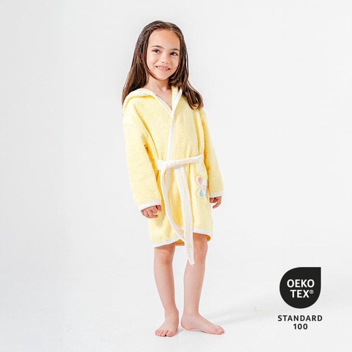 Babybadjas met schattig giraffenmotief, badjas met capuchon van 100% katoen, zacht, absorberend en huidvriendelijk, voor pasgeborenen en peuters