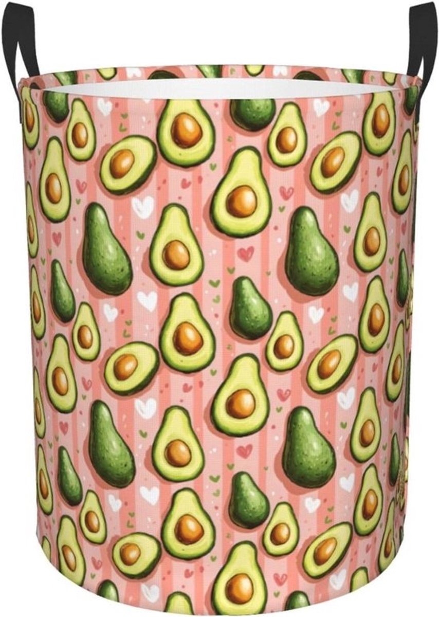 Wasmand Avocado Print - Kledingmand Vuilnisbak - Kleding Opbergen - Waterdicht Oxford-doek - 40 x 50 cm - Groen