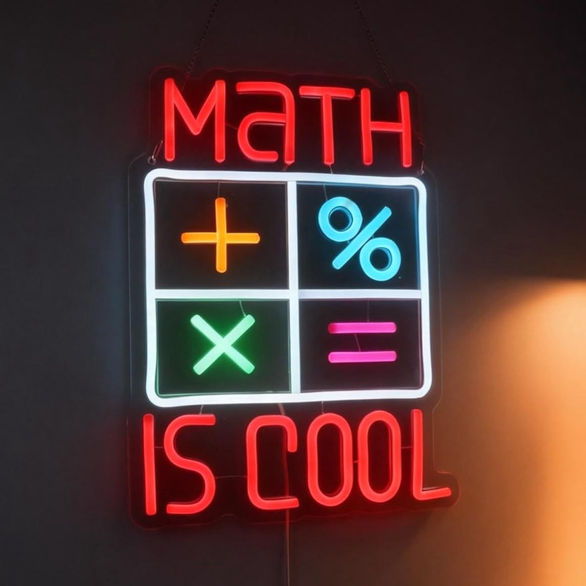 Is Cool Neon Sign, Wiskunde Lover Led Neon Licht, Boekachtige LED-borden, Klaslokaal Studeerkamer Decoratieve Verlichting, Kinderkamer Decoratie, Speelkamer Wall Art Decoraties Kerst
