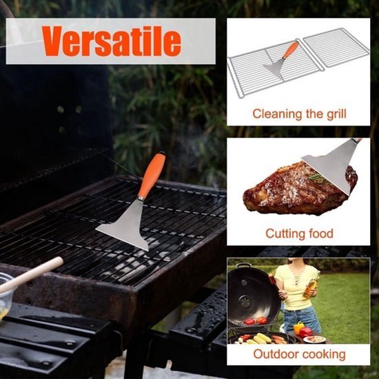 Grill Schraper - Bakplaat Schraper - BBQ Schoonmaken - Vergroot Schraperoppervlak - 24 x 10 cm - Oranje — afbeelding 2