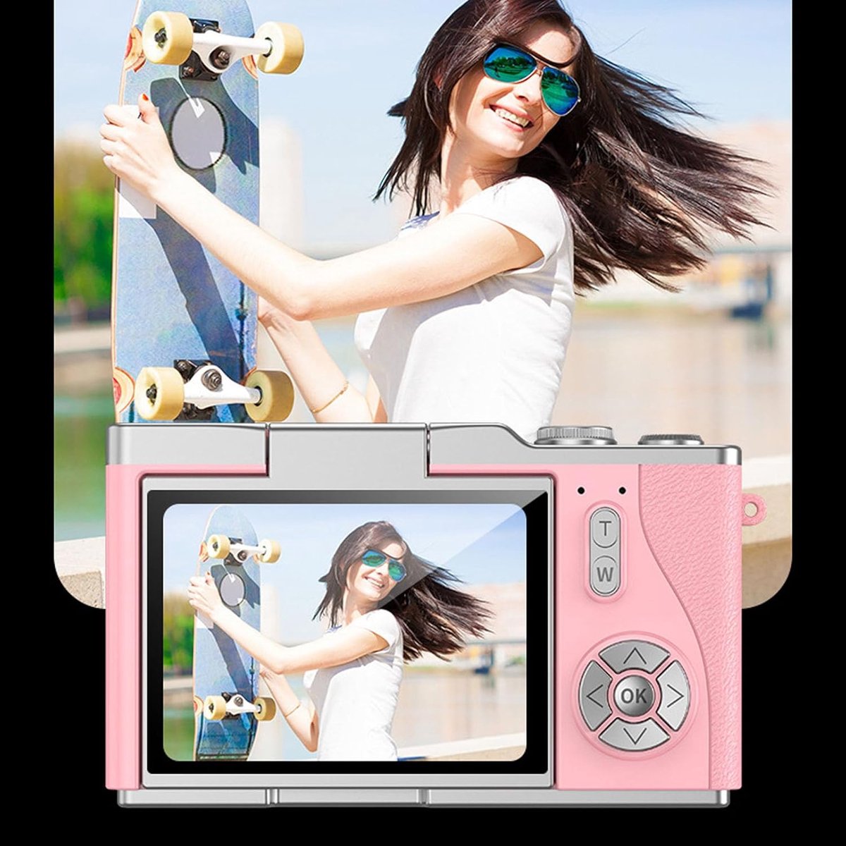 Camera, 1080p 48mp 2,4 Inch HD Display 18x Zoom Auto Focus Vlogging Camera Anti Shake Compact Point Camera voor Tieners Jongens Girls Senioren Student, Ondersteunt 128 thumbnail 2