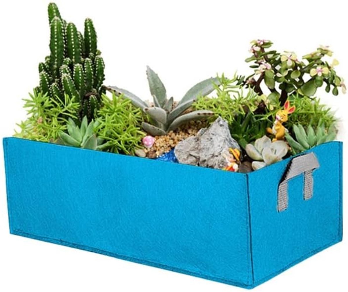 - rechthoekig - cassette - teelt - tuin - binnen - buiten - plantenbak - van ademende stof - bloemen - groenten - tomaten - aardappelen - blauw