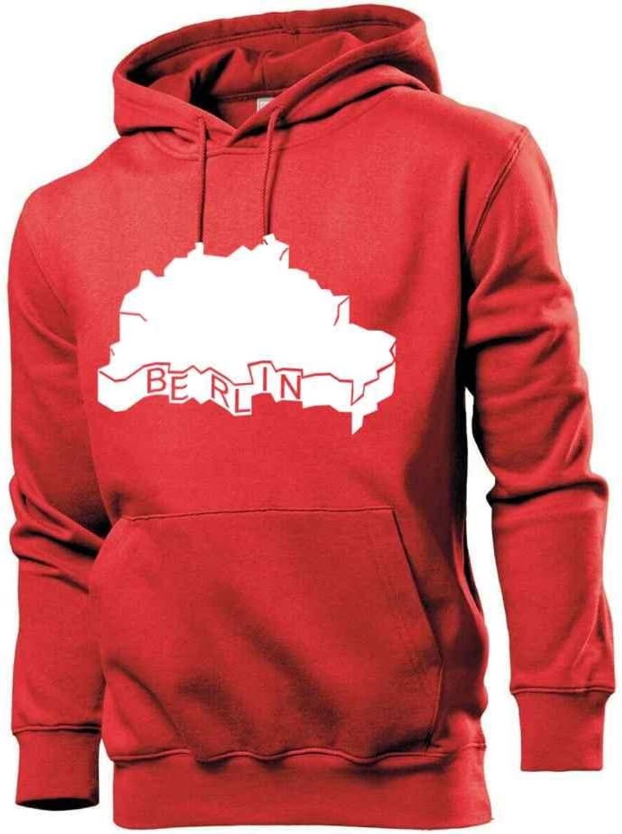 Berlin Umriss 3D Heren Hoodie Sweatshirt - shirt84.de, rood, 3XL