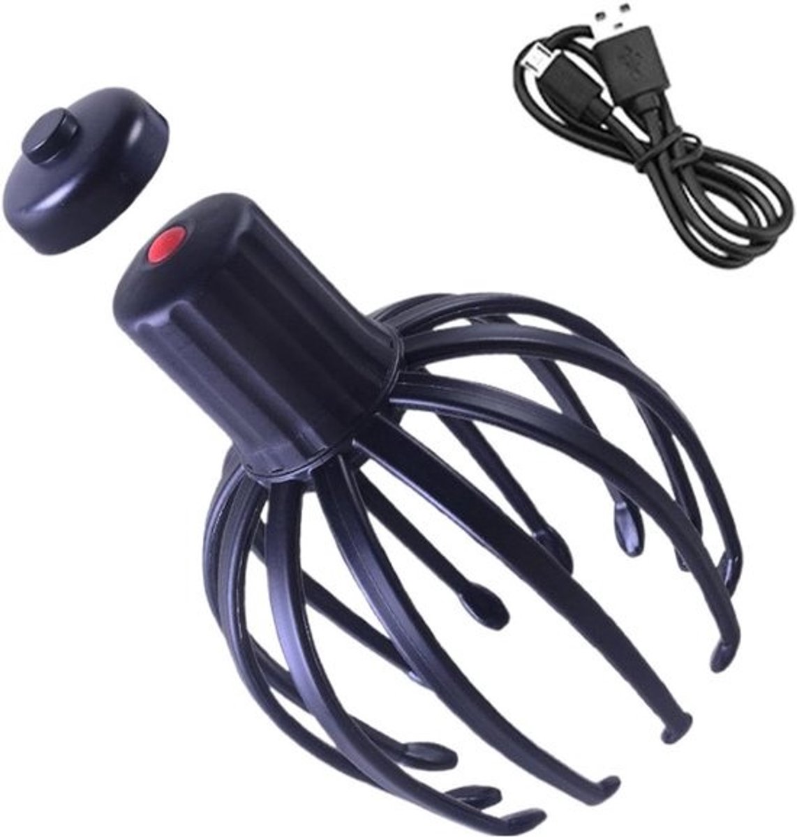 Hoofdhuid Massager - Octopus Kruiper - Ontspanning Bevorderen - 12 Flexibele Vingers - 19 cm Hoog - Grijs