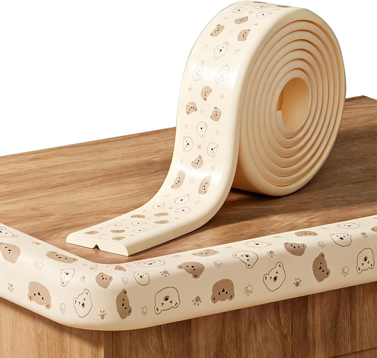 babyschuim met berenpatroon, 2 m x 8 cm, hoekbescherming voor baby's, zelfklevend, hoekbeschermingsprofiel voor kinderen, stootbescherming, zachte tafelrandbescherming, hoeken voor
