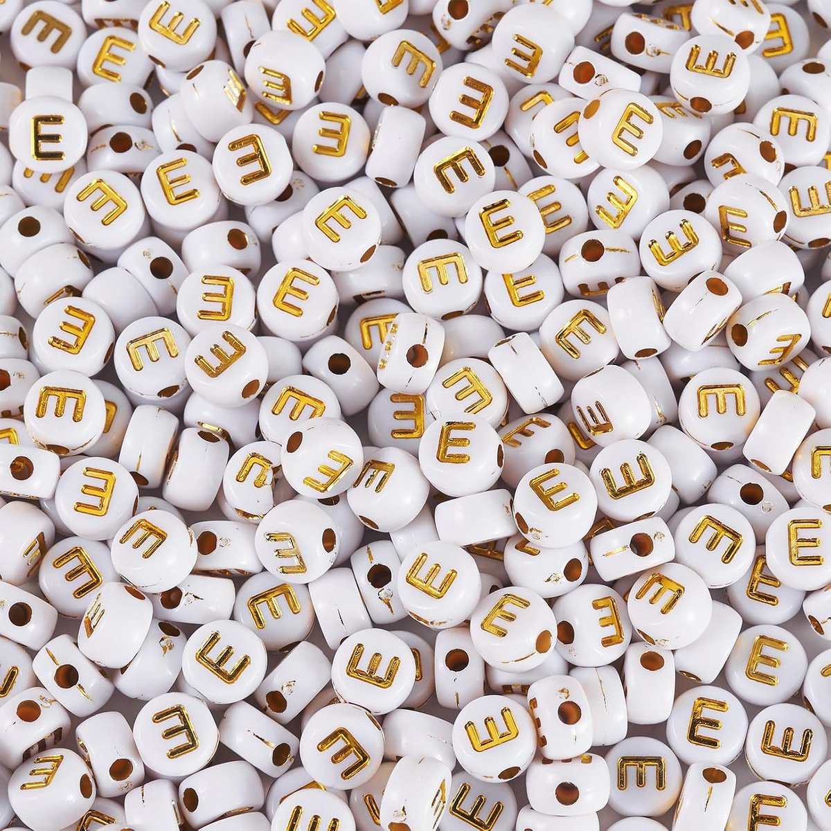 Kralen beginletter E acryl plastic kraal 7 mm witte platte ronde letter losse spacer kraal voor naam armband sieraden maken
