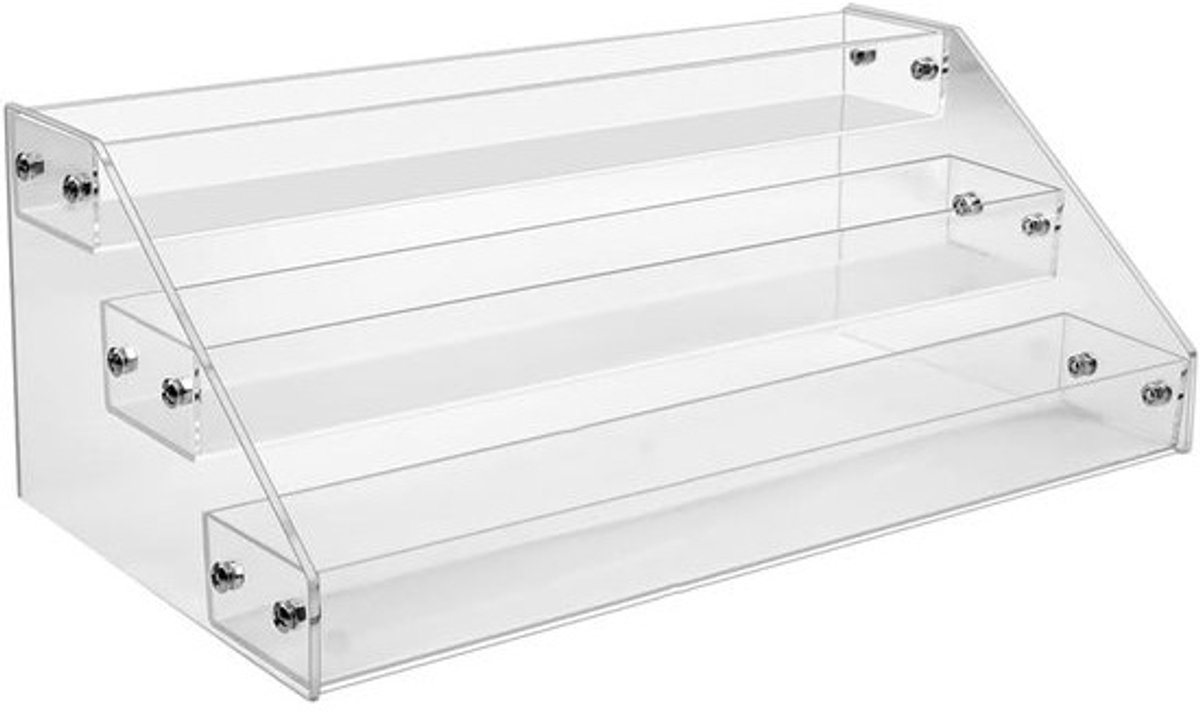 CD-houder - Opbergrek - Muziek organiseren - 3 niveaus trapsgewijs - 1.9 cm per plank - Transparant