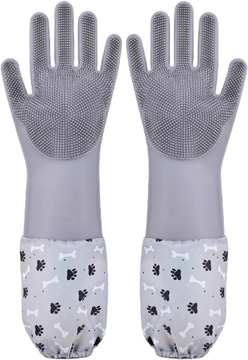 Verzorgingshandschoenen Huisdieren - Hondenbadhandschoen Kattenverzorging - Vachtverzorging Huisdier - Zachte Siliconen Tips - 44 cm - Blauw