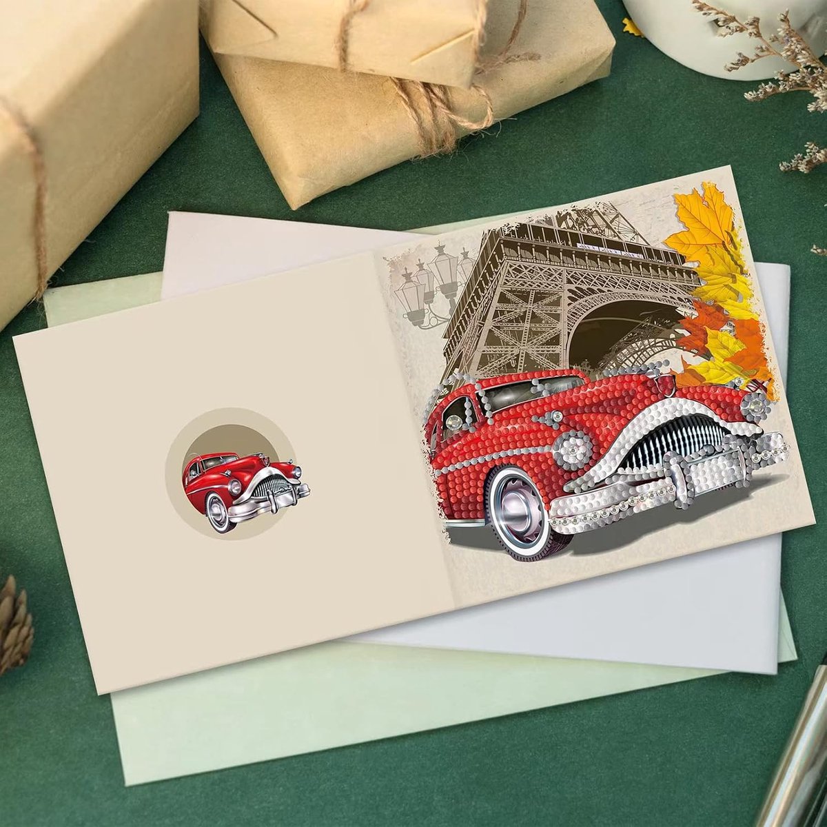 5D diamantborduurwerk Kerstmis, set kaarten, auto, voetbal, strandparty, diamant wenskaart, kristal strass-schilderij, kunst-handwerk,