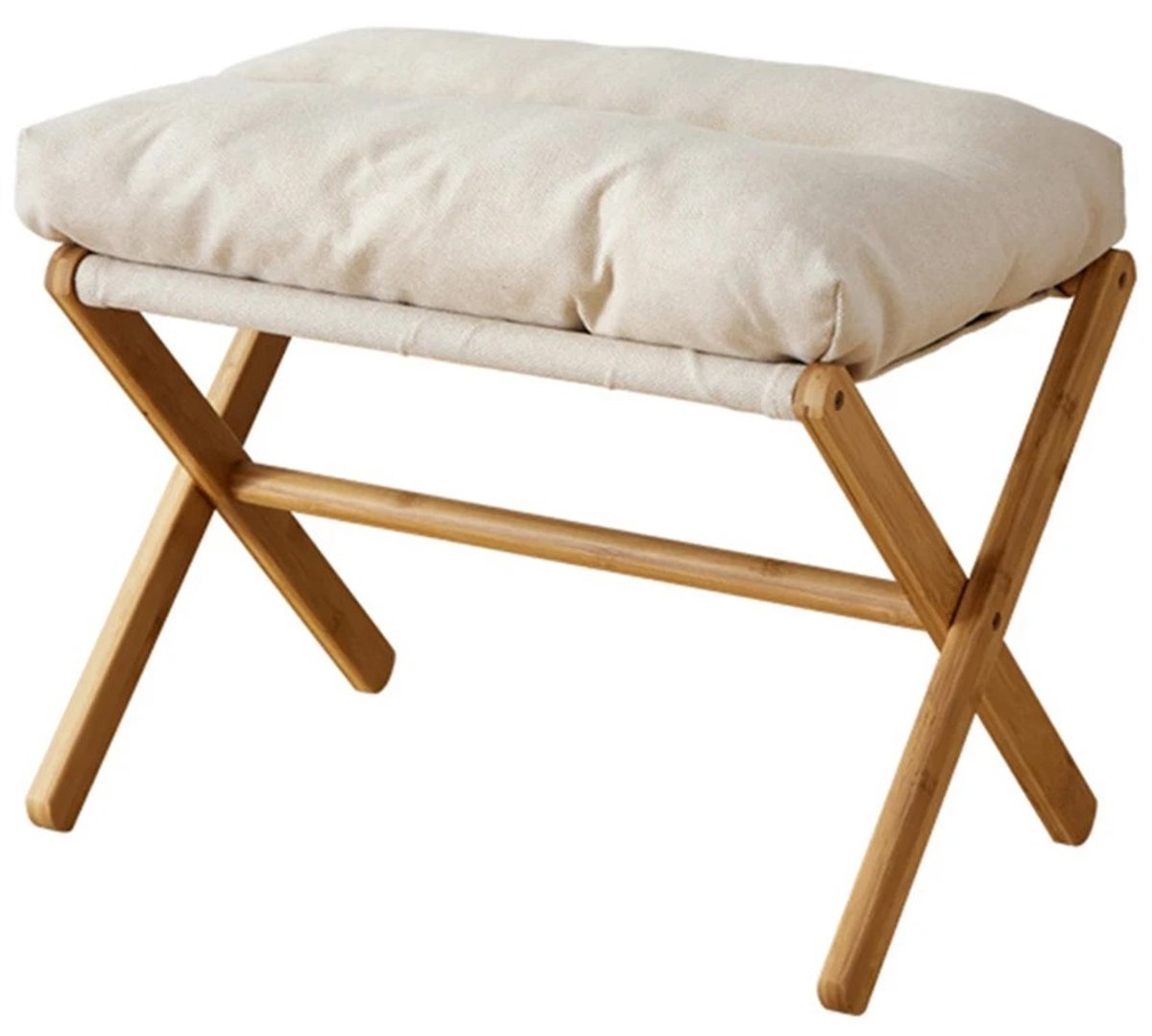 ArtiZo Voetenbankje - Poef - Huiskruk - Voetsteun - beige - multifunctioneel - opvouwbaar - 34x54x36cm (bxlxh)