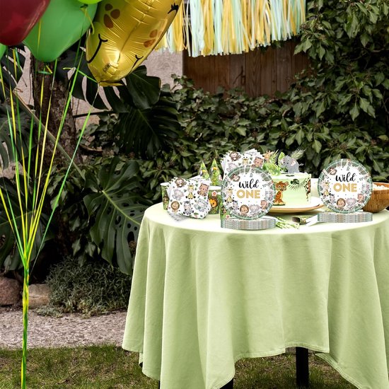 Safari partyserviesset voor 20 gasten, Wild One verjaardagsdecoratie, feestservies, kinderverjaardag, jungle, safari, feestborden, kinderverjaardag, servetten, verjaardagsdecoratie — afbeelding 5