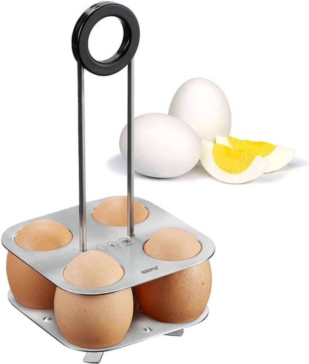 Eierhouder BRUNCH - Handmatige Eierkoker voor Perfect Gekookte Eieren - Zilver
