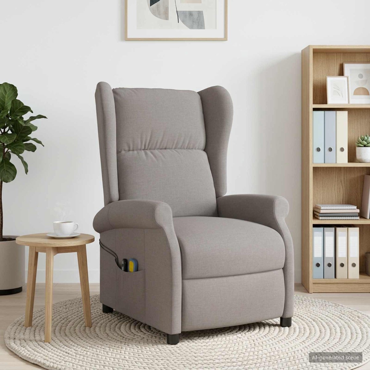 vidaXL - Wingback - elektrische - massage - relaxstoel - Taupe - Stof – foto 2