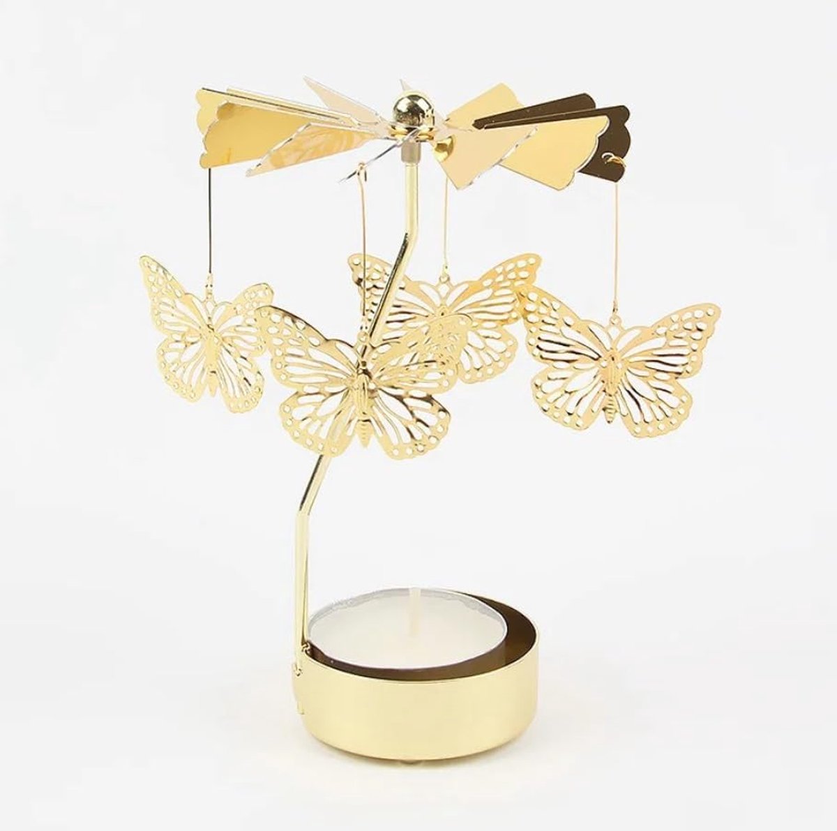 Carrousel – Magisch Draaiend Windlicht in Goud (Waxinelichthouder Carrousel - Vlinders)