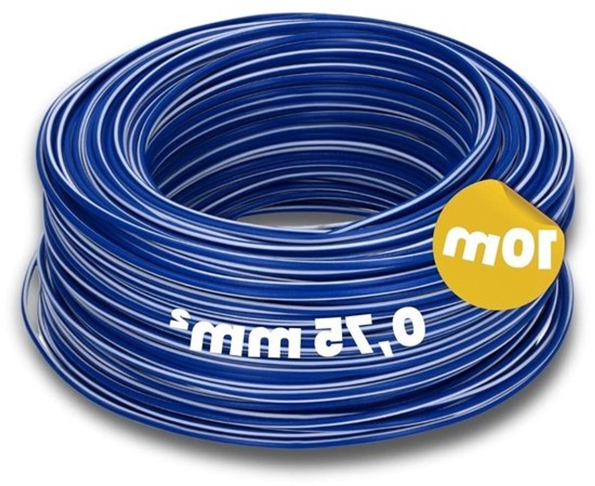 Bedradingskabel - Flexibele kabel Ader kabel - Industriële installatie - Fijndradig koper - 10 meter - Donkerblauw-wit