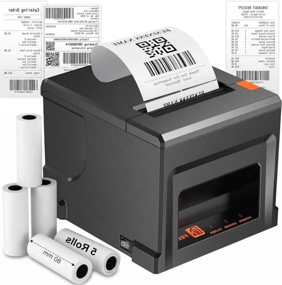 Bonnenprinter Thermisch - Kassaprinter POS - Winkels Bedienen - Automatische Snijder - 80 mm - Oranje Zwart