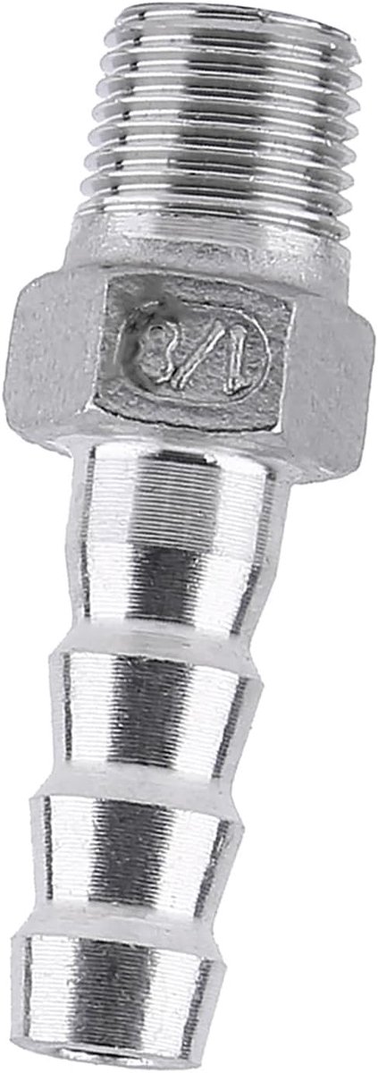 Dailygoods - Slangverbinder Adapter - RVS - Duurzaam en Roestvrij Staal - 1/8 inch - Slangconnector - Geschikt voor Slangen - Compact formaat
