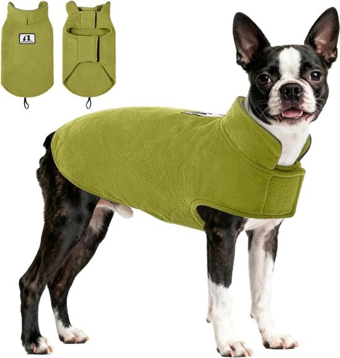 Hondenfleecejas - Winterjas hond - Hond warm houden - Reflecterende biezen - L Borst 23-26.5 inch - Groen