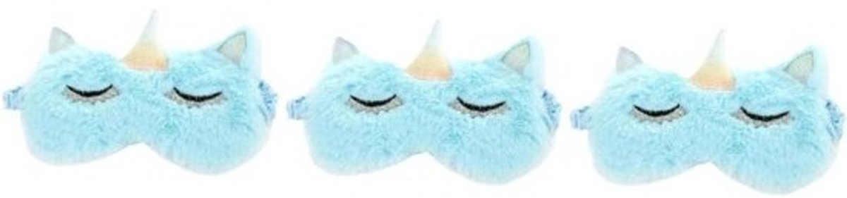 Slaapmasker Set - Oogmasker Nacht - Ontspannen Slapen - Geborduurd Design - 19.5 cm - Hemelsblauw