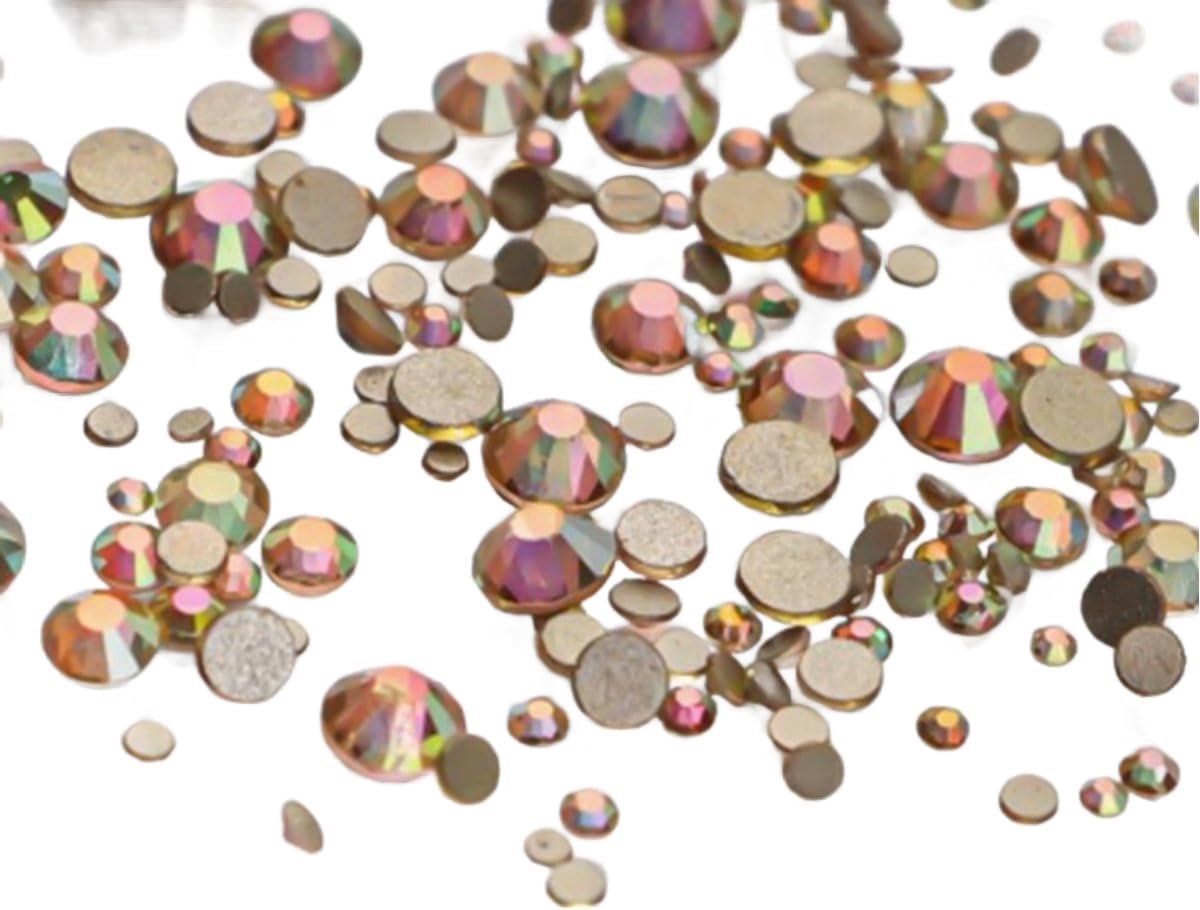 strass Steentjes - 1440 stuks - SS4 tot SS20 - goud kleurig AB stenen glitters nail art kleding versieren