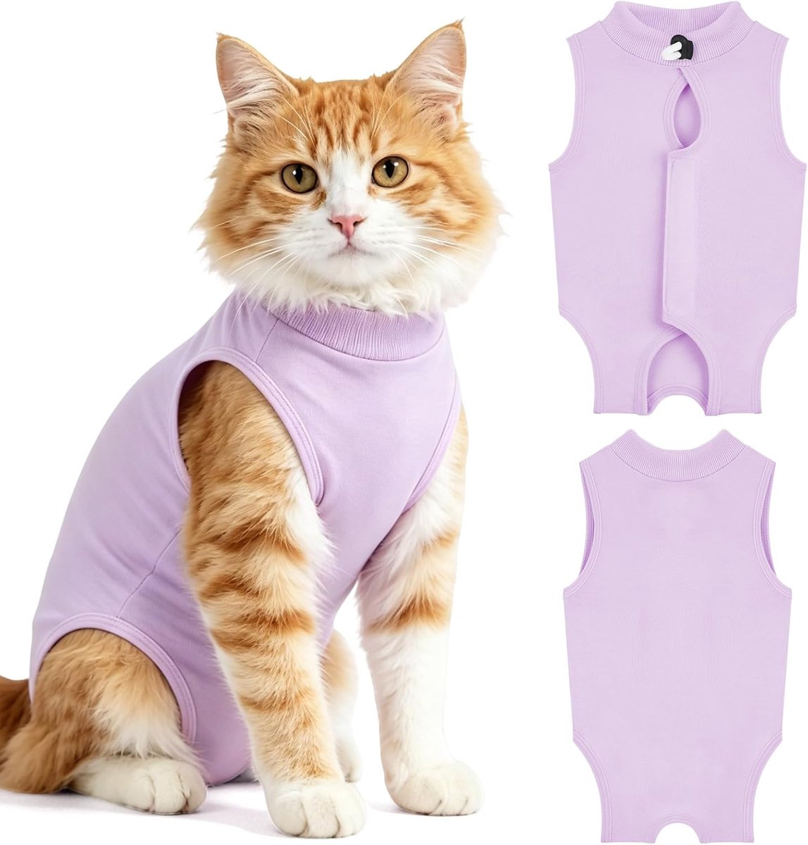 Herstelpak Voor Katten Na Een Operatie, Chirurgische Herstel-Onesie Voor Katten En Kittens, Ademend, Zacht En Anti-Likpakje Voor Katten Met Buikwonden Of Huidaandoeningen - Paars (M)