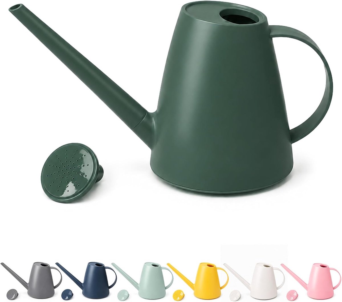 Gieter 1,8 L Voor Kamerplanten, Gieter Met Lange Tuit Voor Binnen En Buiten, Kleine Gieter Met Afneembare Sproeikop, 60 oz / 0,5 Gallon, Voor Bloemen, Donkergroen