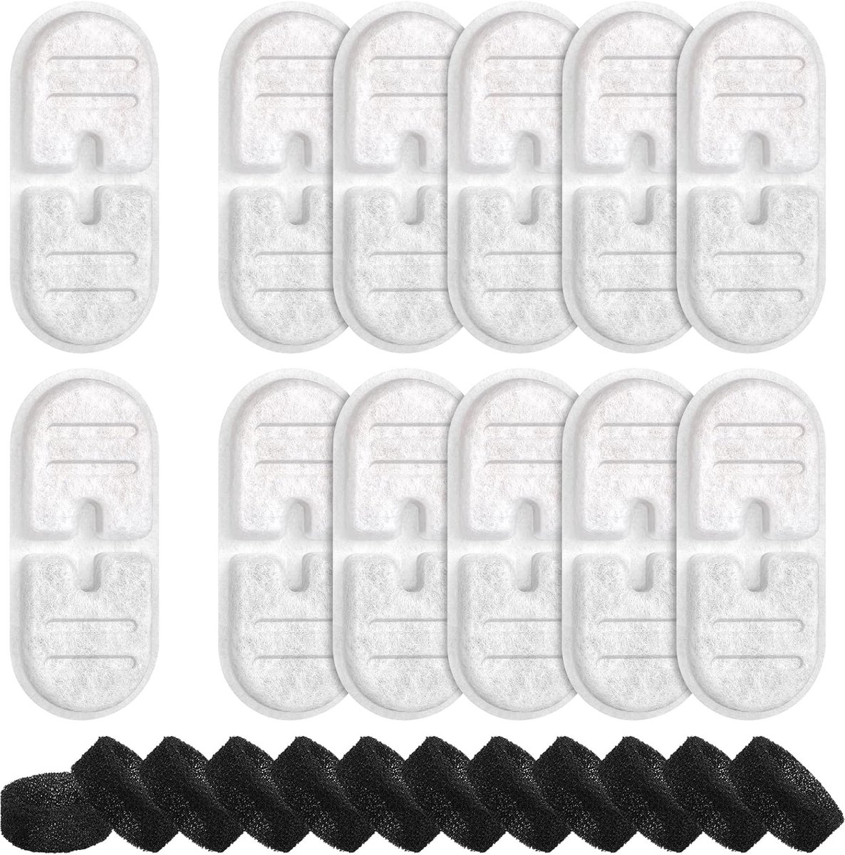 12 verpakkingen filters kattenfontein compatibel met FEELNEEDY 2,8 l roestvrijstalen kattenfontein FN-W22/FN-W22X, incl. 12 Cat Fountain filters actieve koolfilter en 12 sponzen filtervervanging voor