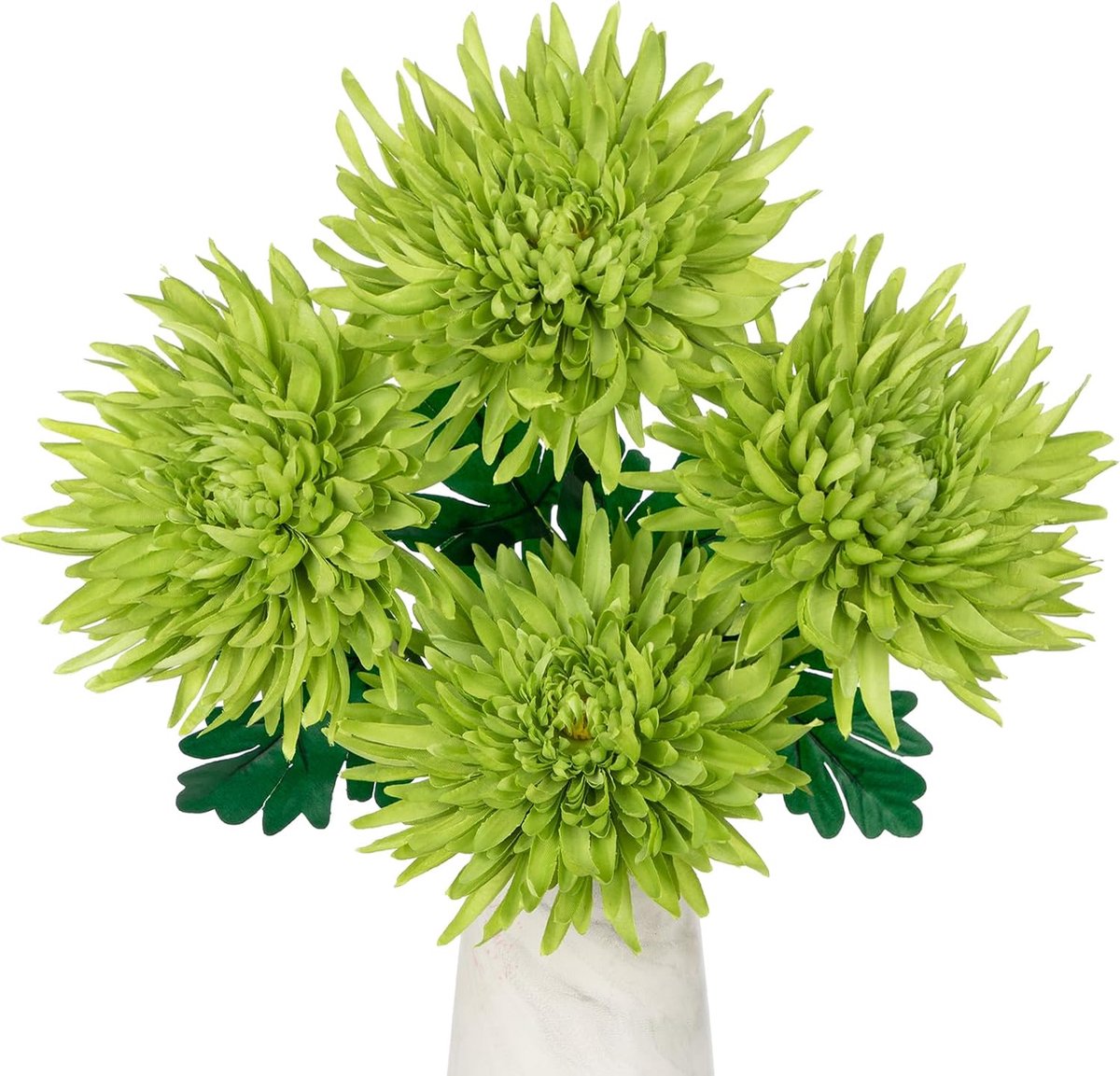 Kunstbloemen chrysanten, decoratie, grote spinnenmoederbloemen voor woondecoratie, bruiloft, huis, tuin, feest, kantoor, decoratie, bloemstuk, groen