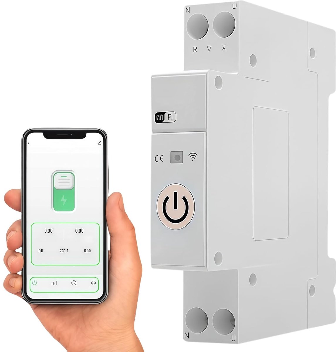 wifi-schakelaar op DIN-rail 1P+N 16A-63A – Compatibel met Alexa & Google Home, Tuya/Smart Life-app – Tijdschakelaar, spraakbediening, overstroom-/overspanningsbeveiliging, DIN-rail