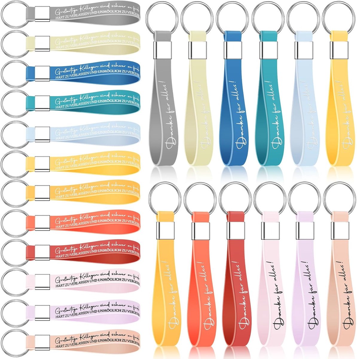 24 siliconen motiverende sleutelhangers voor collega's sleutelhangers bedankt voor alle medewerkers cadeau collega van banenverandering pensioen afscheidscadeau