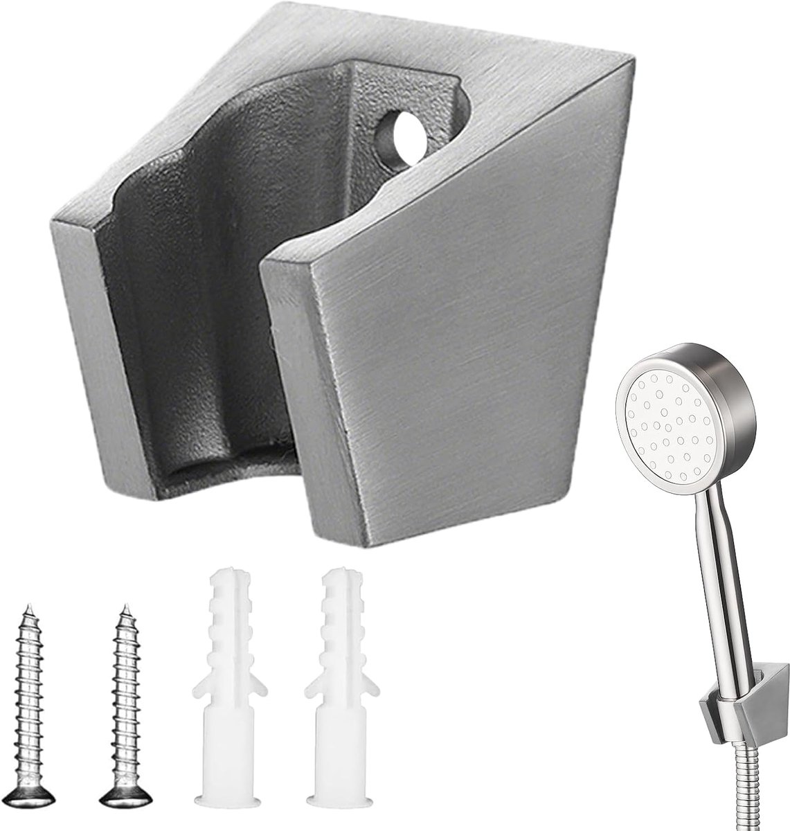 Douchekop Houder - Handdouchehouder Wandhouder - Douchen - Roestvrij Staal - 5 x 5 cm - Zilver