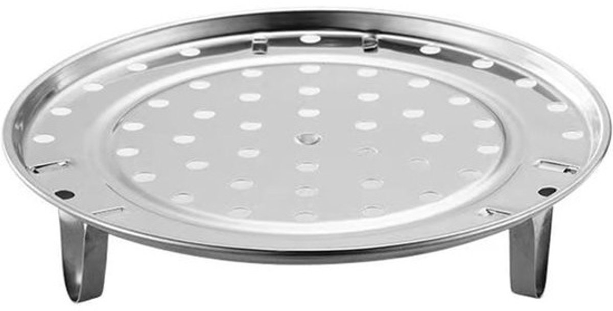 RVS Stoommand - Stoominzet Rond - Gezond Koken - Afneembare Poten - 25.5cm Diameter