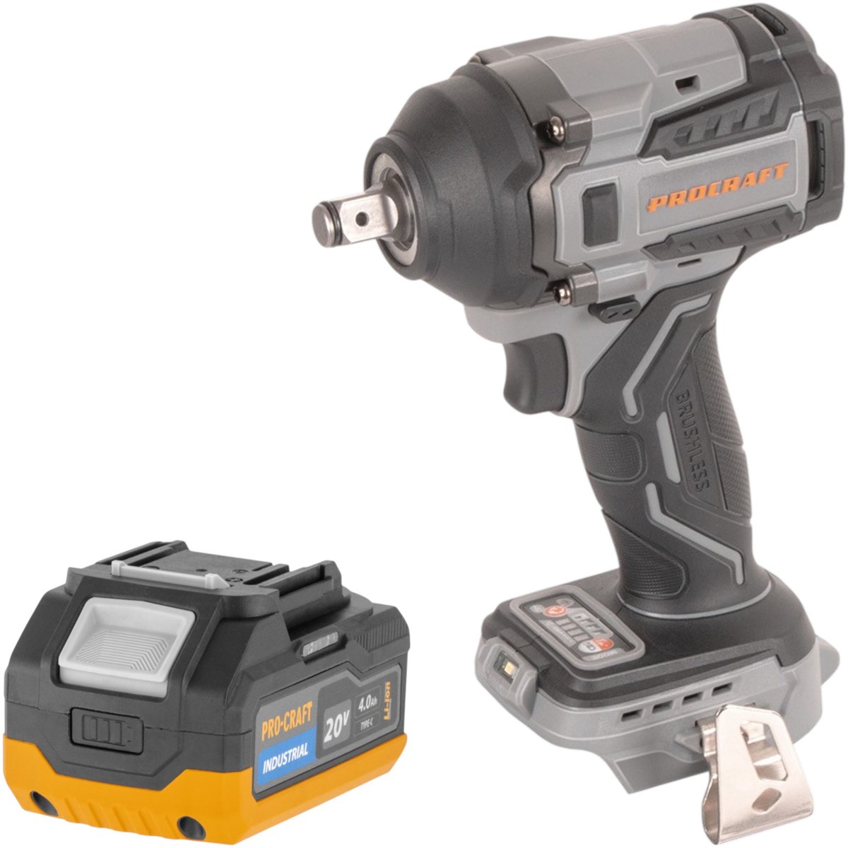 Procraft Industrial IW550Abb accu slagmoersleutel 20 V 550 Nm 1/2" Solo - zonder accu, zonder lader