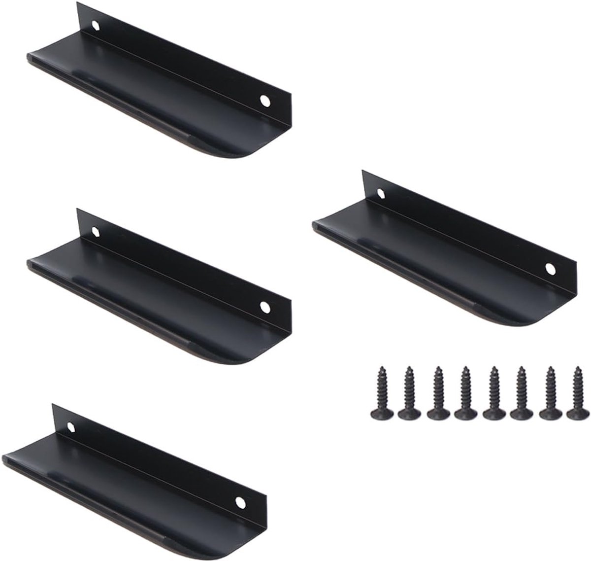 4PCS verborgen moderne meubelhandvatten, 120mm aluminium onzichtbare handvatten met schroeven voor kledingkast, kast, slaapkamer, keuken (zwart, afgeronde rand)