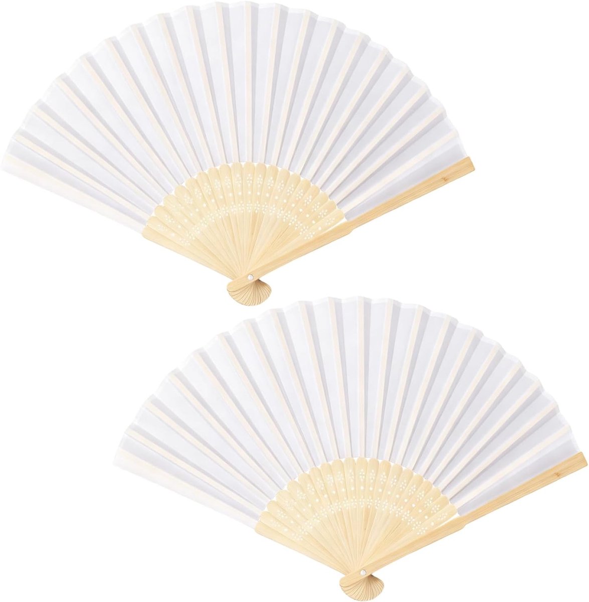 2 stuks witte vouwwaaiers, bruiloftswaaiers, handwaaiers, bamboe, stoffen waaiers, vintage, voor dansfeest, bruiloft, doe-het-zelf geschenken, woondecoratie, gastgeschenk