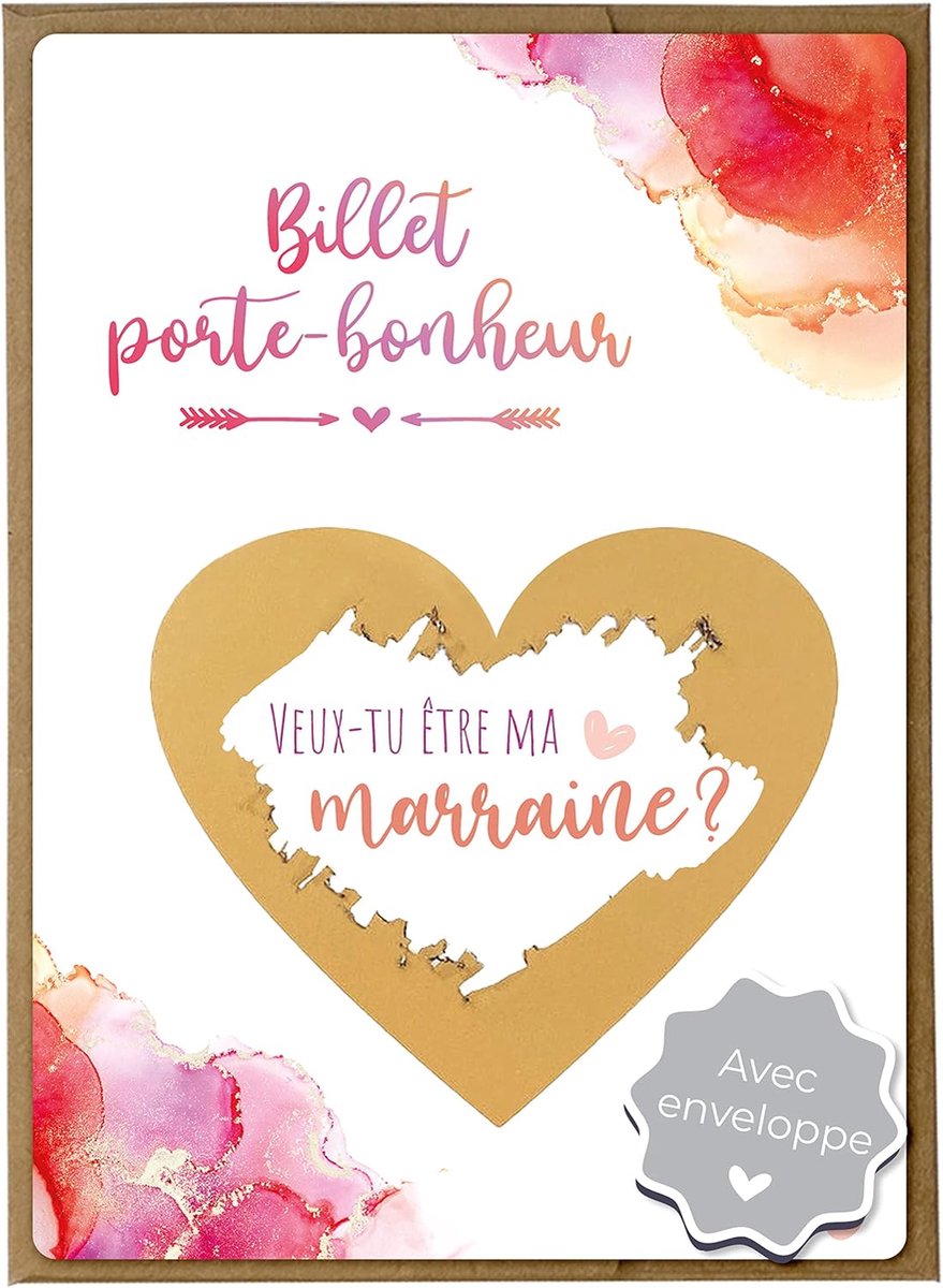 Coon Carte a gratter veux-tu être ma marraine avec enveloppe - cadeau marraine demande