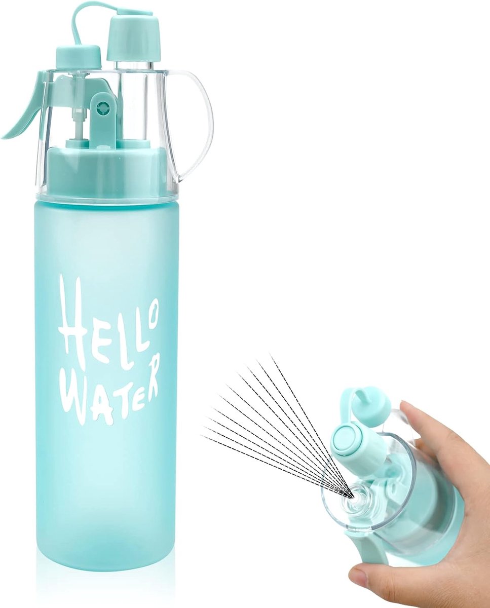 Sportwaterfles, mistfles, 580 ml, spuitfles, met inklapbaar rietje, voor fietsen, klimmen, fitness, wandelen, hardlopen, bergbeklimmen, outdoor