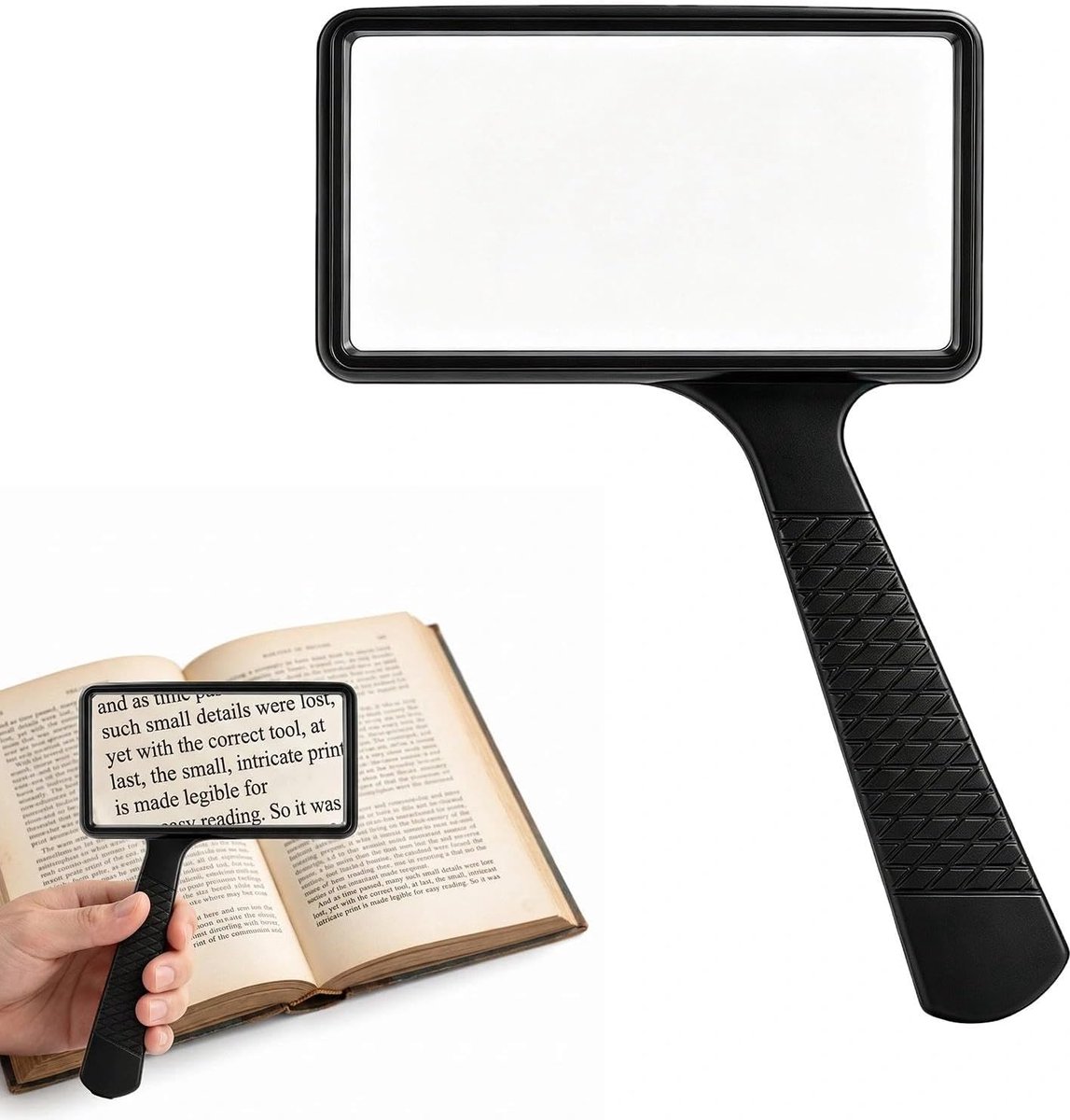 Leesloep 10x met rechthoekig HD-glas
