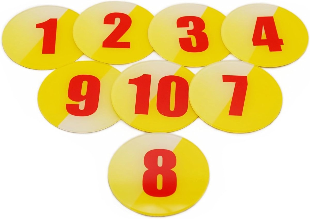 60mm acryl ronde tafel nummers opslag lockers kabinet nummer (1-10) pubs restaurants clubs - geel 1 tot 10